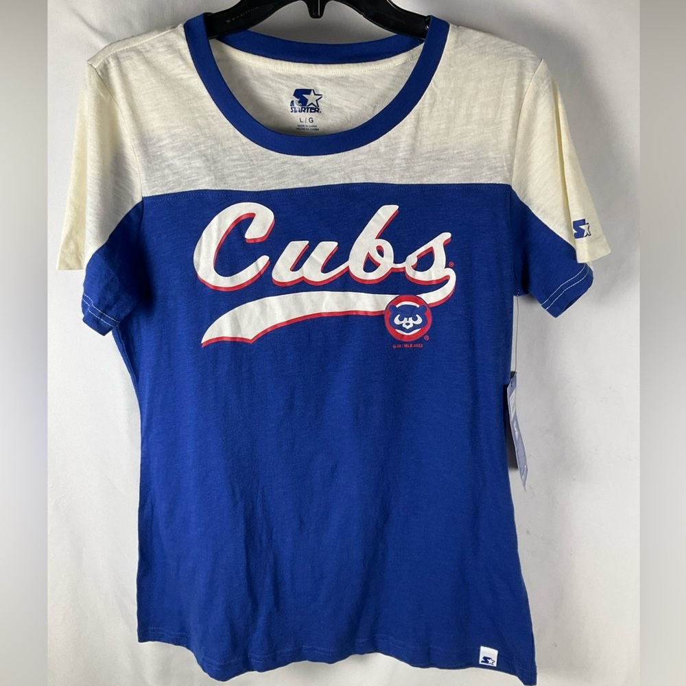 Chicago Cubs Starter Women’s Blue/White‎ Large Short Sleeve T shirt NWT MLB